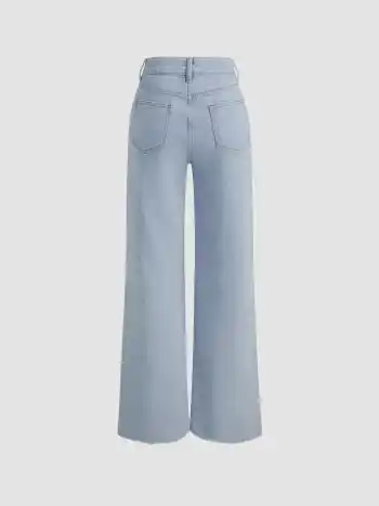 Mid Rise Ripped Straight Leg Jeans