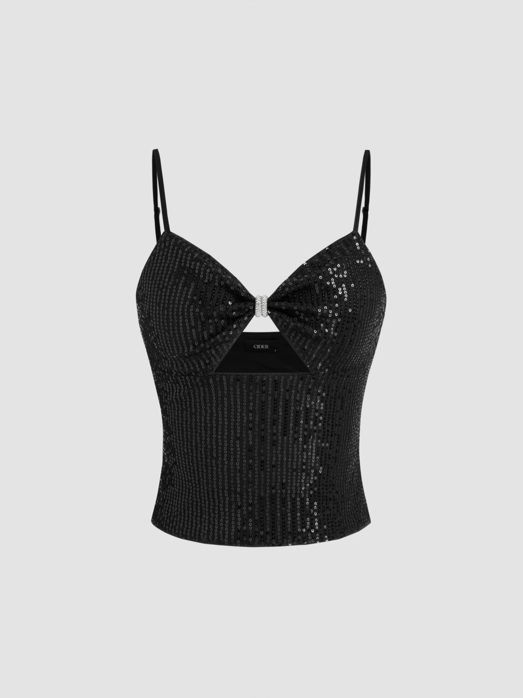 Sequin Sweetheart Solid Cut Out Crop Cami Top