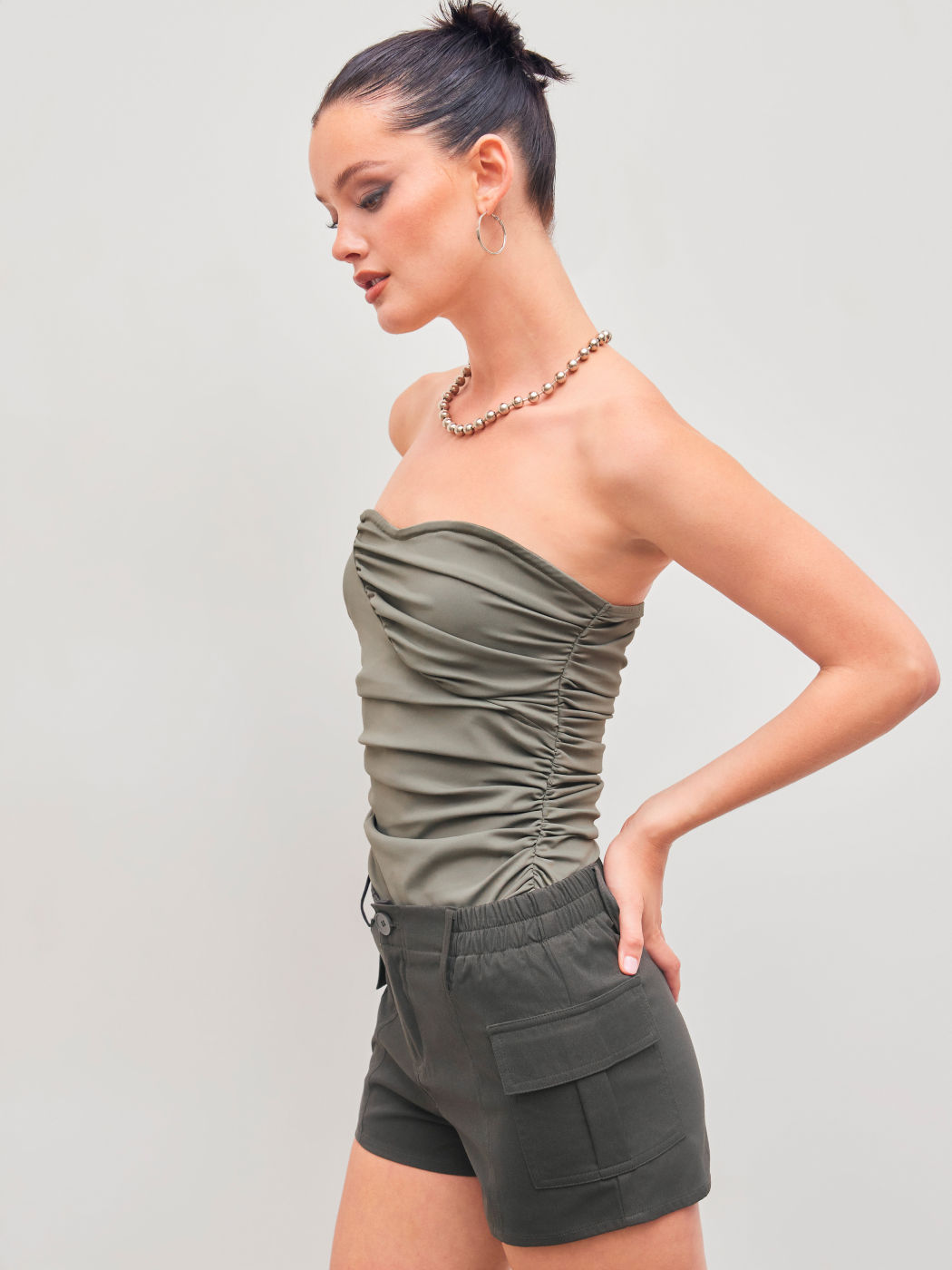 Tube Solid Ruched Bodysuit