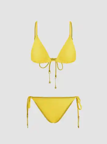 Seestern Ketten-Detail Geknotetes Triangle Bikini Set