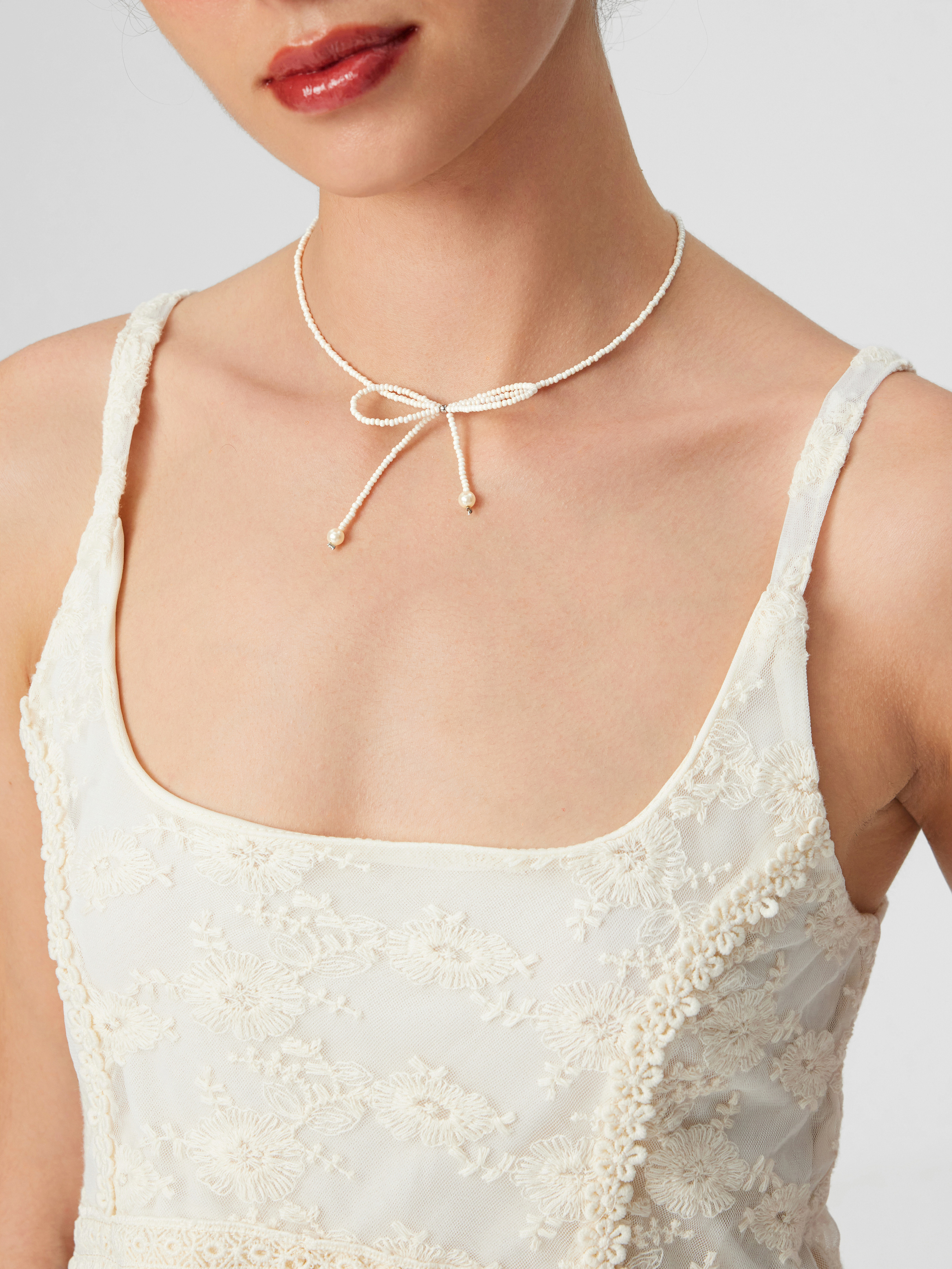 Artifical Pearl FAUX PEARL BEADED BOWKNOT CHOKER  For Date Wedding