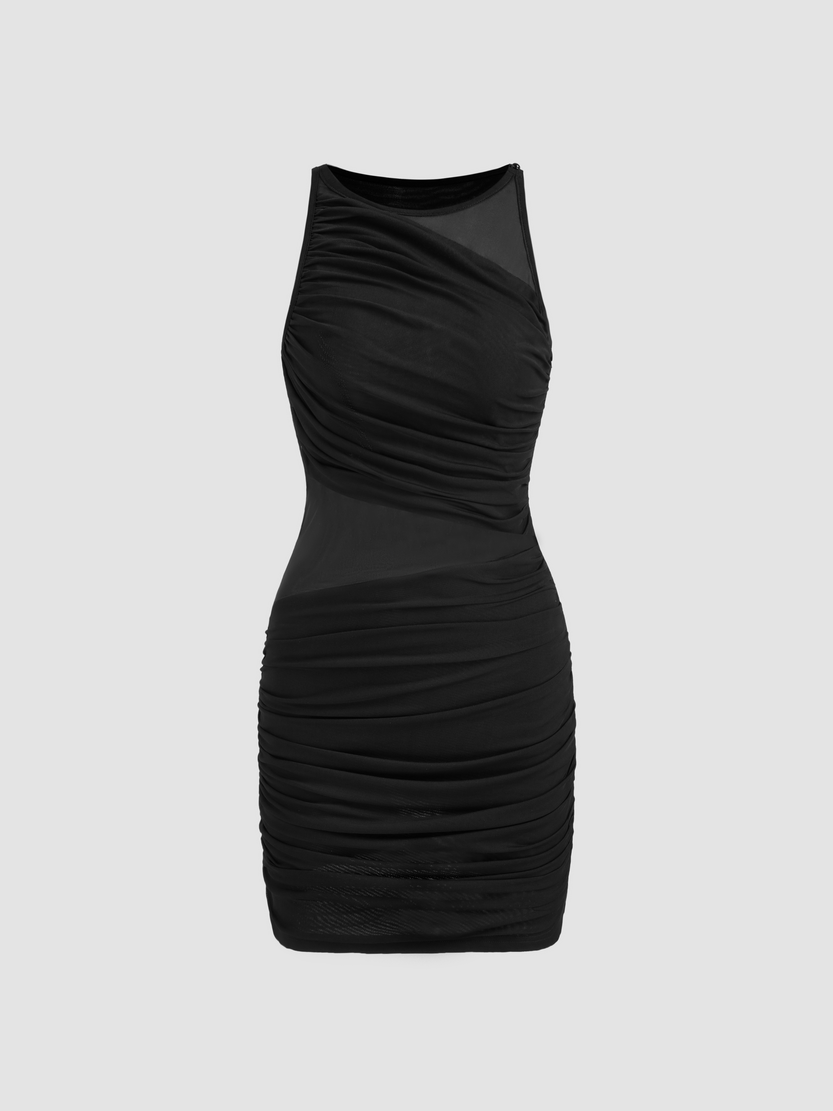 Mesh Ruched Mini Dress