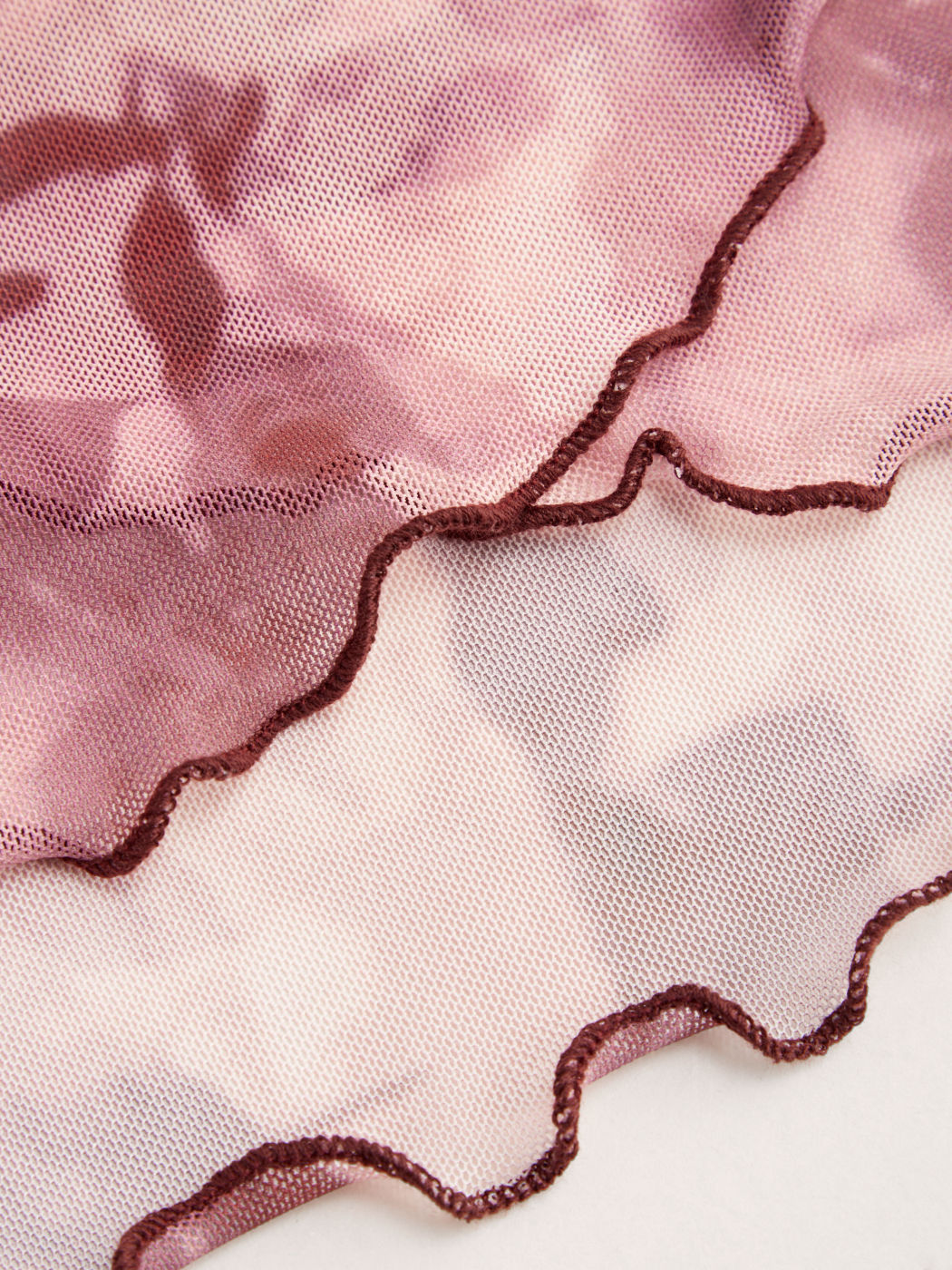 Mesh Floral Contrasting Binding Bowknot Tube Top
