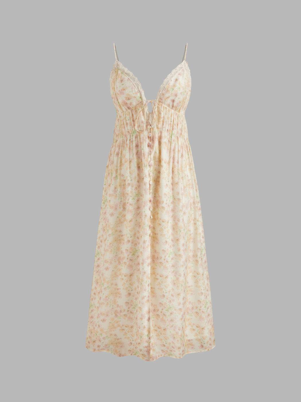 V-neck Floral Knotted Midi Dress