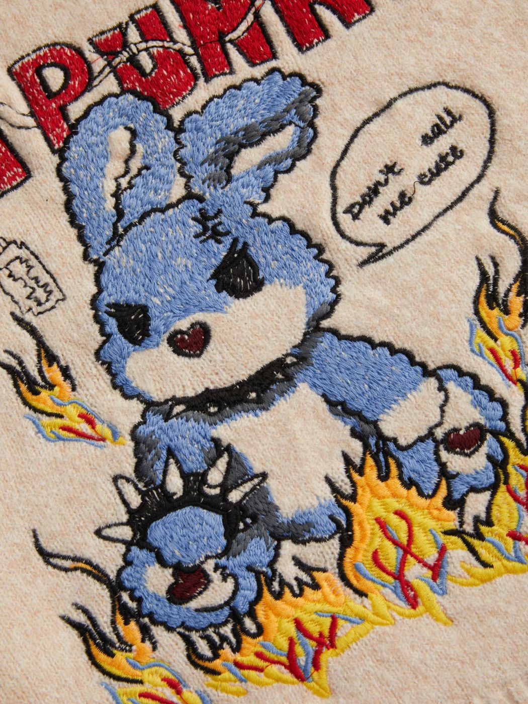 I'M PUNK Knit Rabbit Embroidery Vest