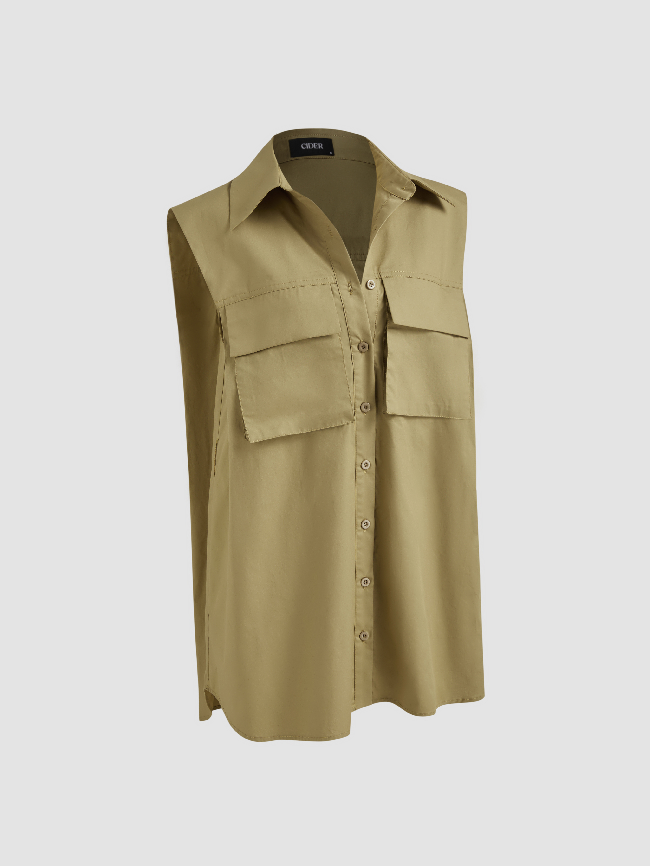 【Cider】ミドル ウエスト チェック ボタン ショーツ Woven Cotton 100% Cotton Polo Solid Sleeveless Mini Dress
