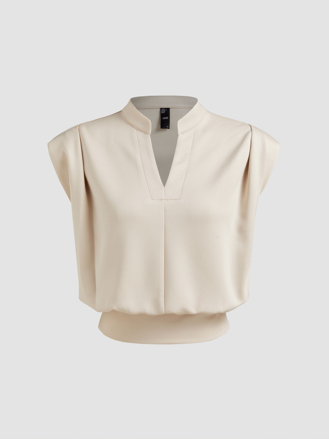 V-neck Solid Pleated Crop Top