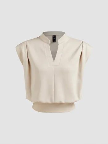 V-Ausschnitt Solid Gebundene Crop Top