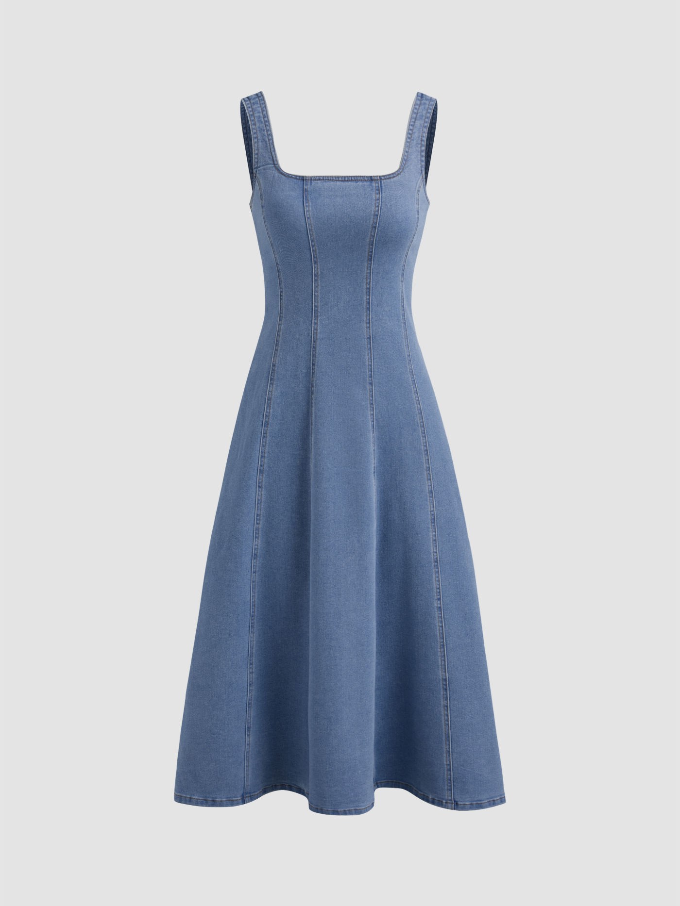 Denim Ruffle Cami Maxi Dress