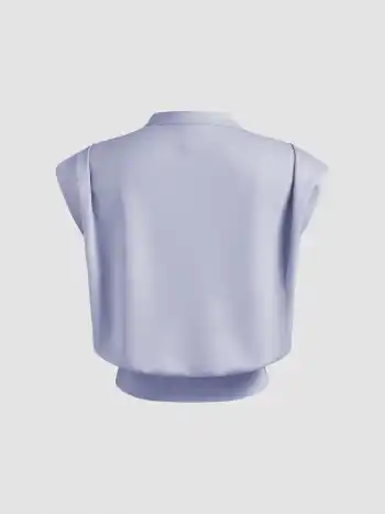 V-neck Solid Pleated Crop Top