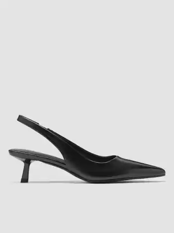 Metallic Pointed Toe Slingback Kitten Heels