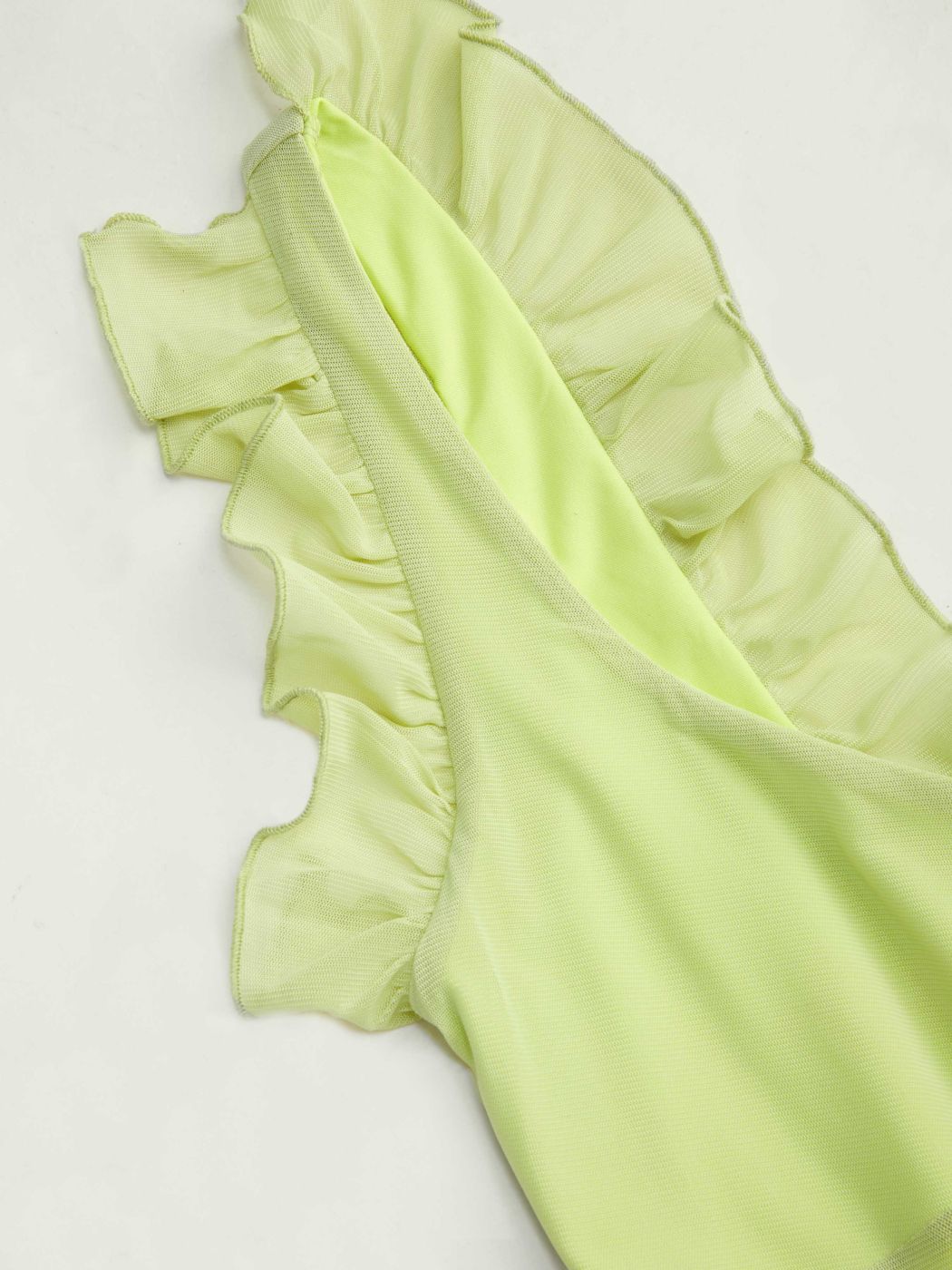 V-neck Solid Lettuce Trim Split Maxi Dress
