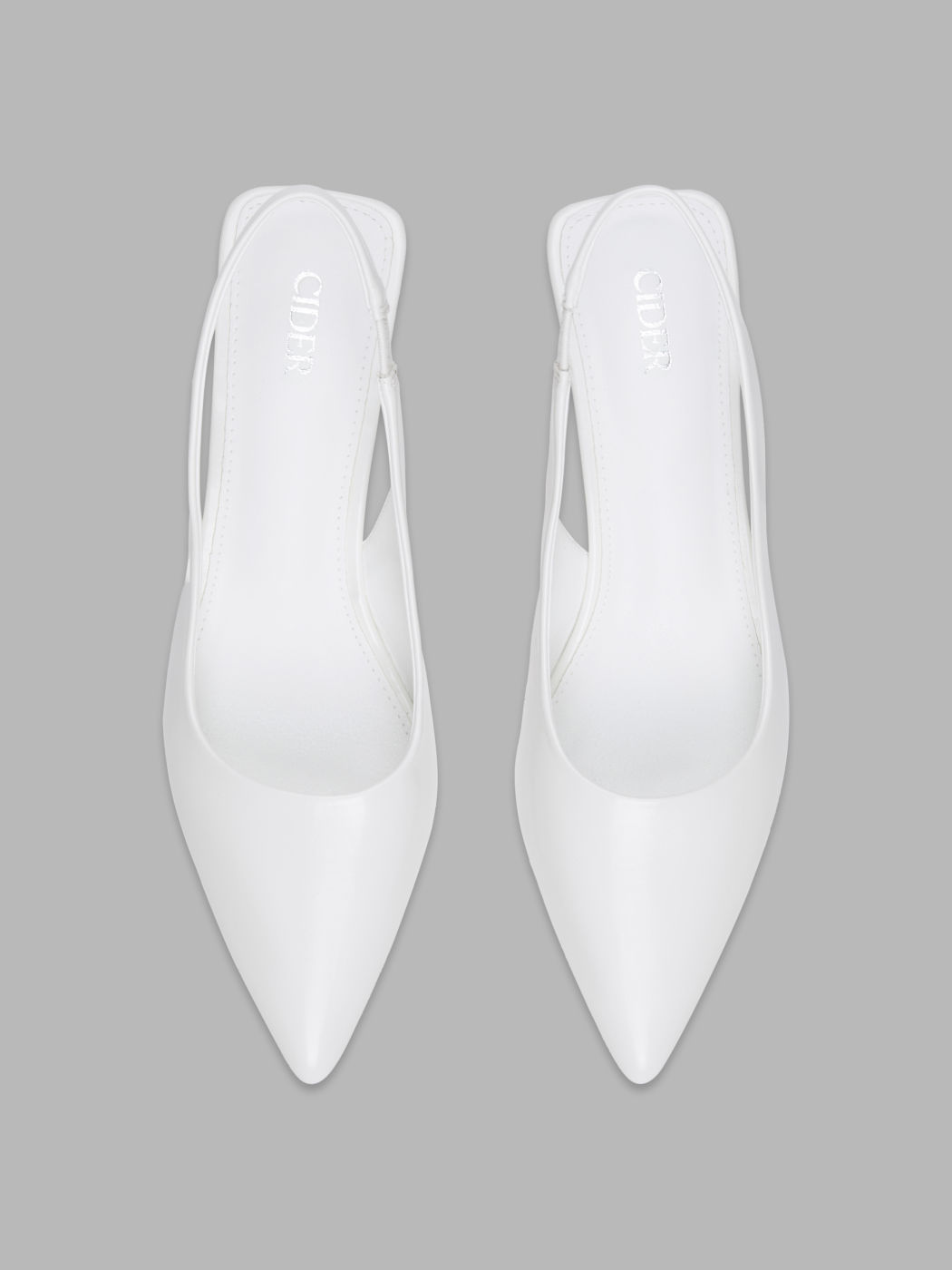 Metallic Pointed Toe Slingback Kitten Heels