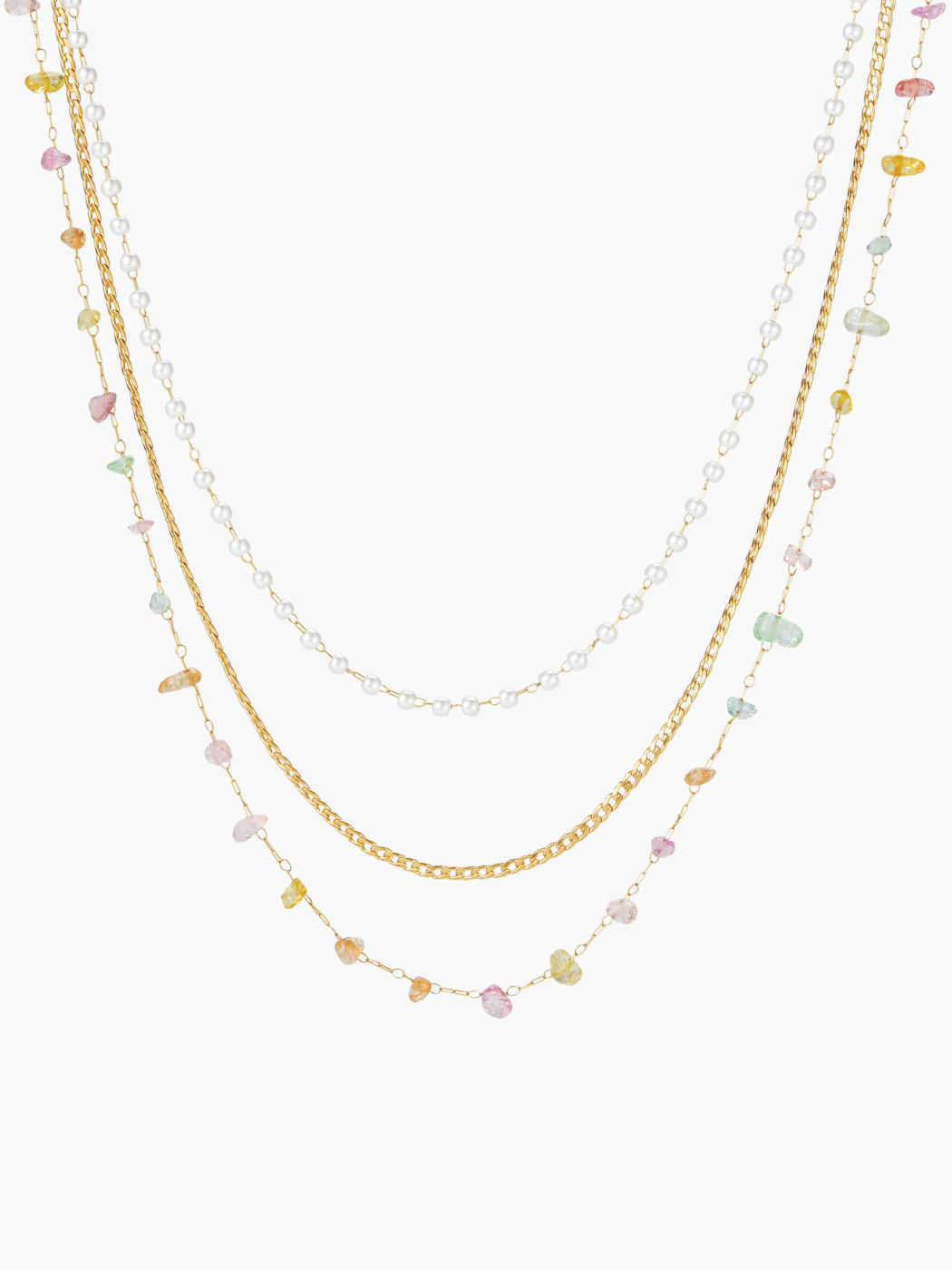 3-teiliges Stein- & Perlenkette Set