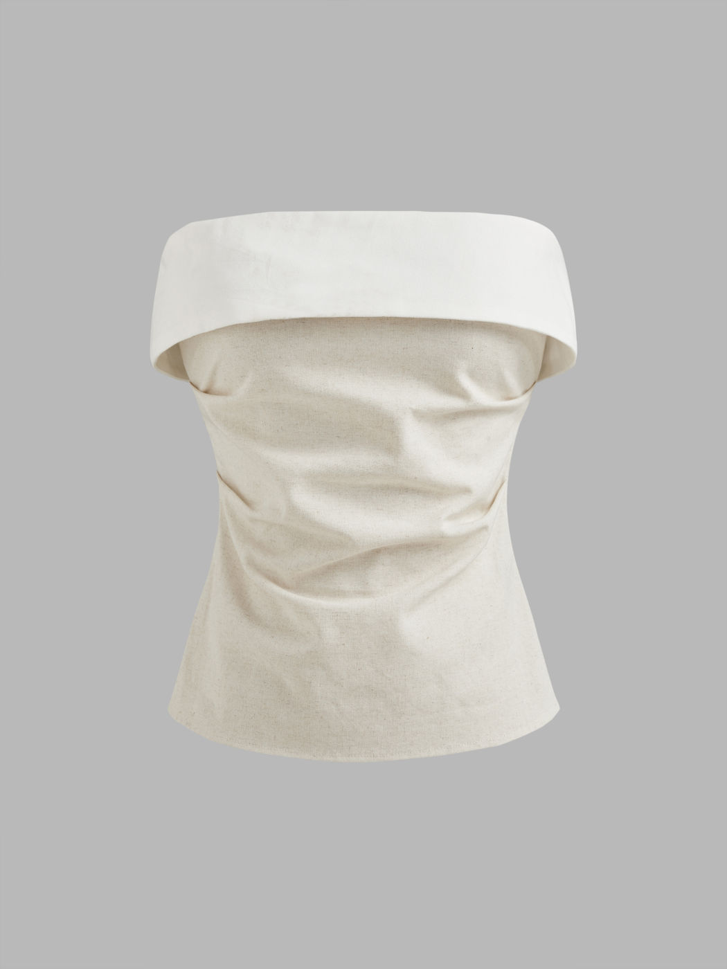 Linen-blend Solid Ruched Tube Top