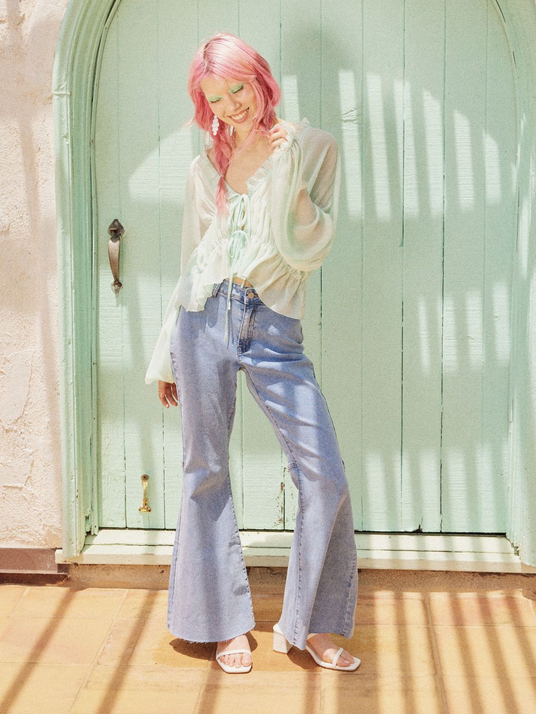 Stretch Jeans Hohe Taille Flared Hosen