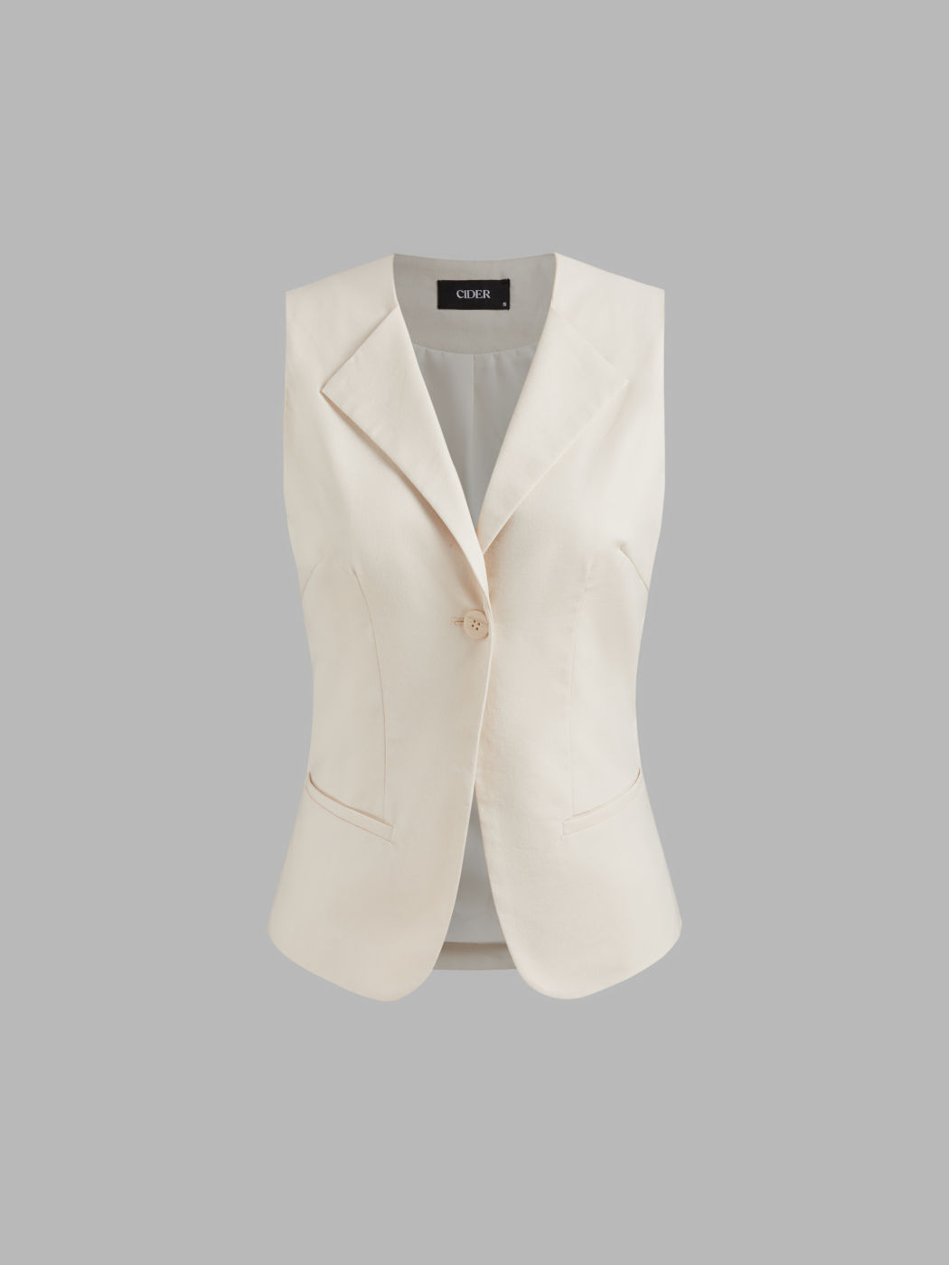 Linen-blend Collar Solid Button Blazer Vest