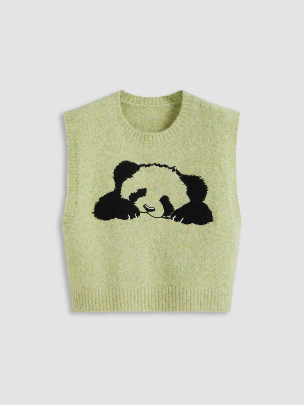 Knit Round Neckline Panda Vest