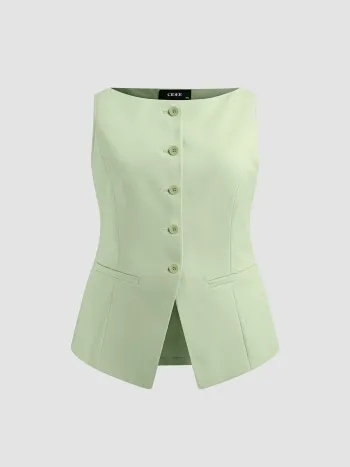 Gilet intrecciato con bottoni solidi e collo a barca Curve & Plus
