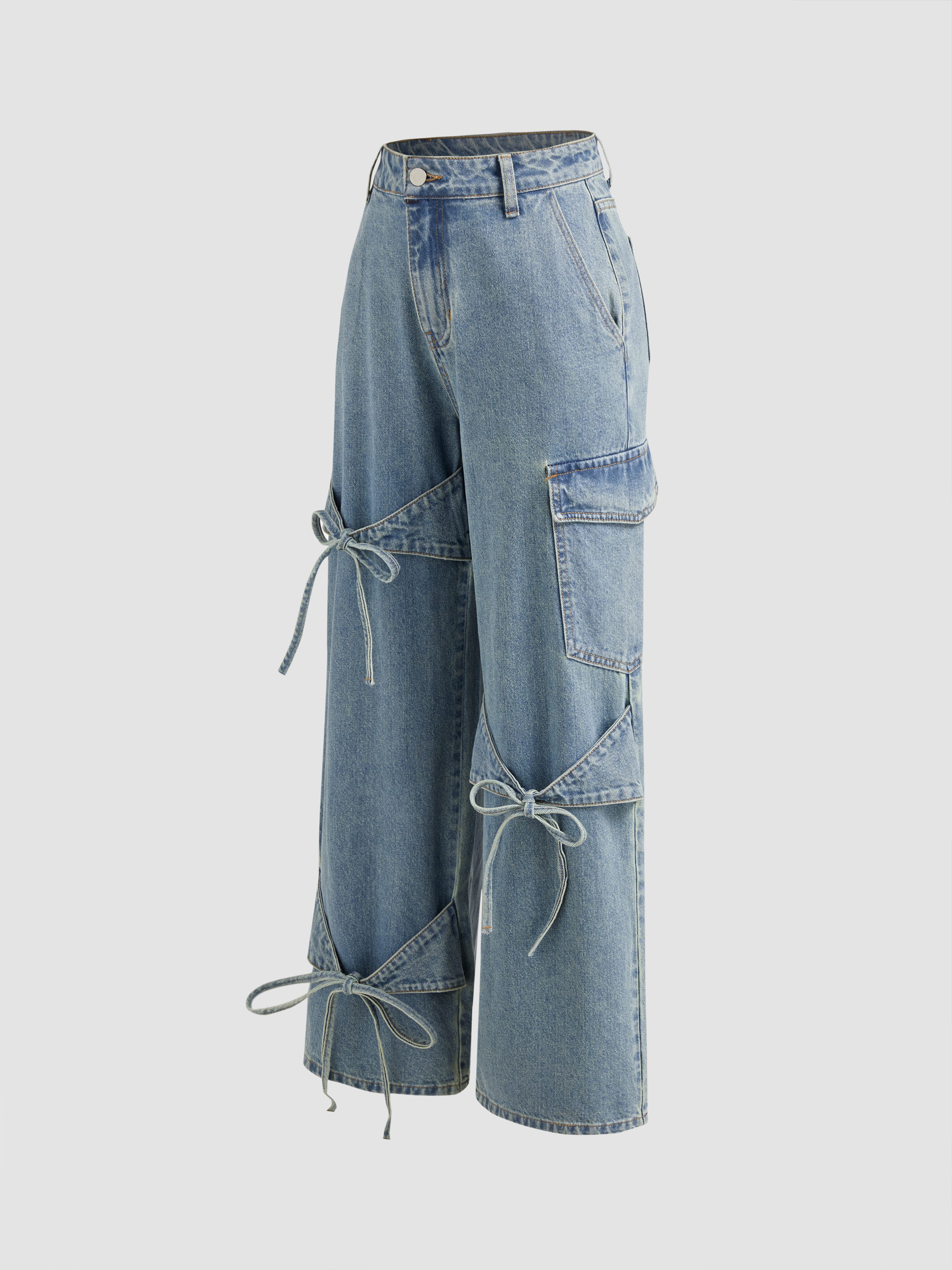 サイダーデニム ミッドライズ ソリッド ボウノット ジーンズ Bowknot Jeans City Chic Preppy denim Denim Cider Denim Low