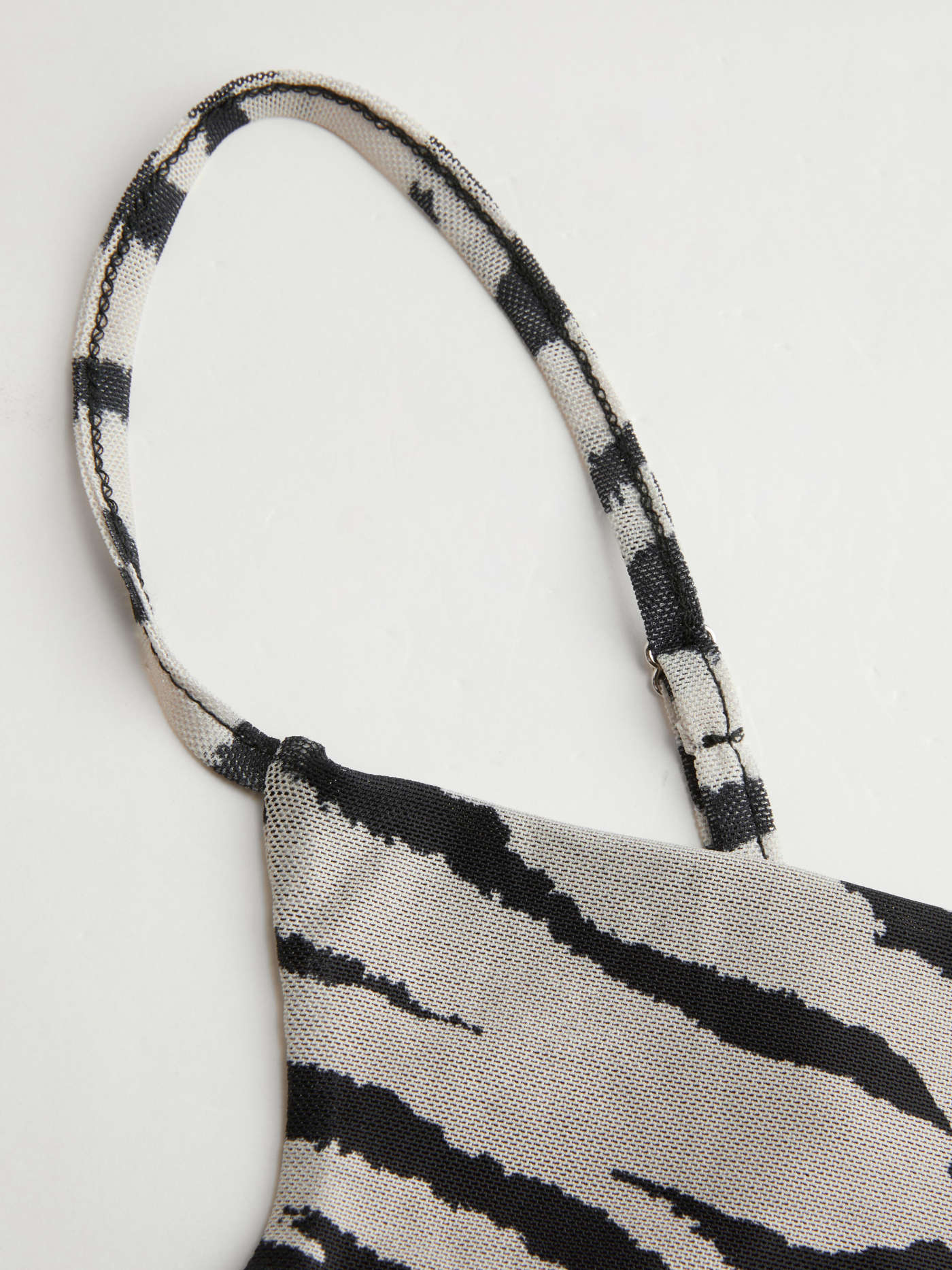 Mesh Cowl Neck Zebra Striped Maxi Dress