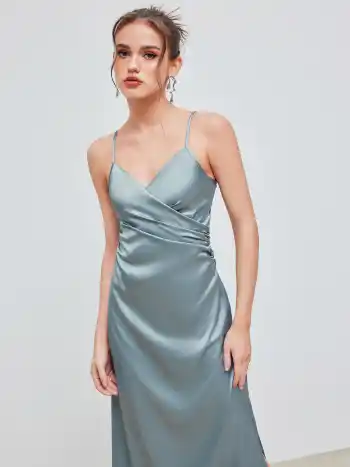 Solids Midikleid aus Satin mit Schlitz