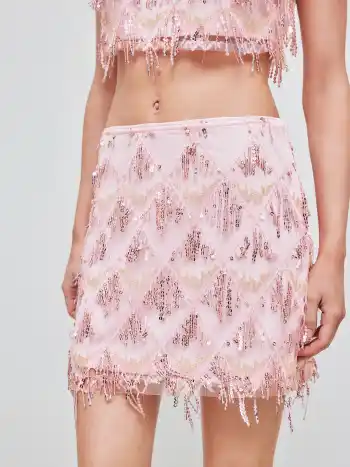 Sequins-Tassel-Mittellänger Minikirt