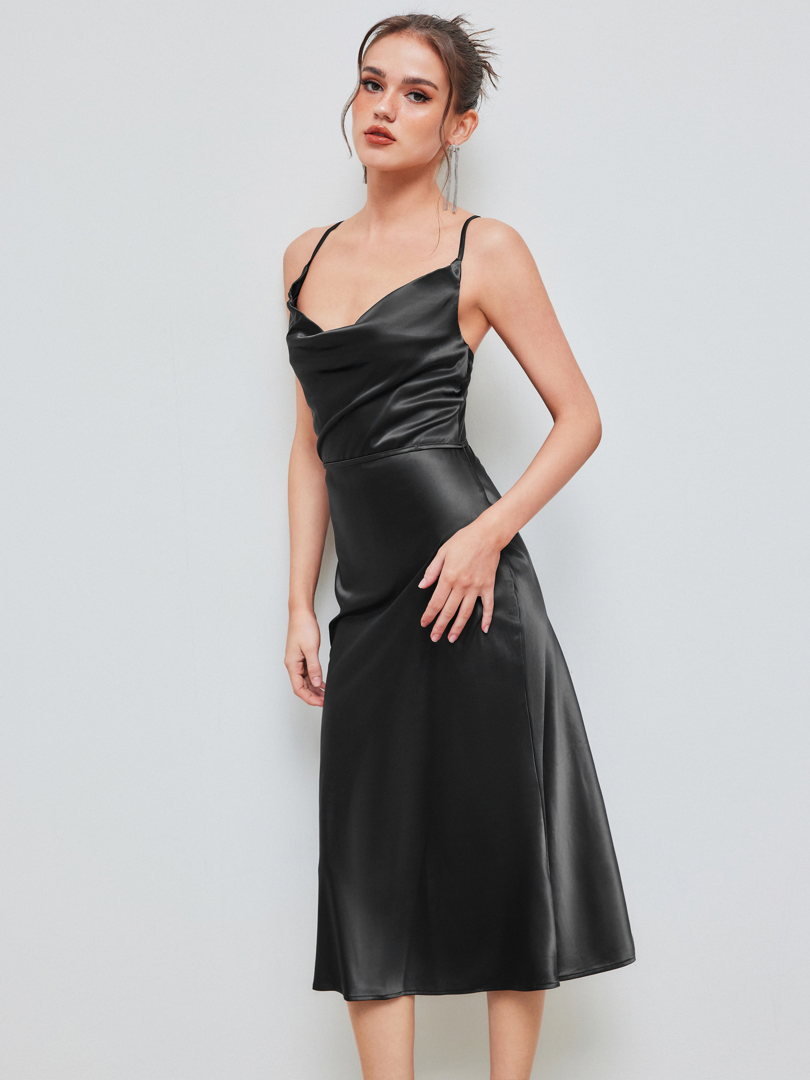 Cowl Neck Sleeveless Mermaid Midi Dress