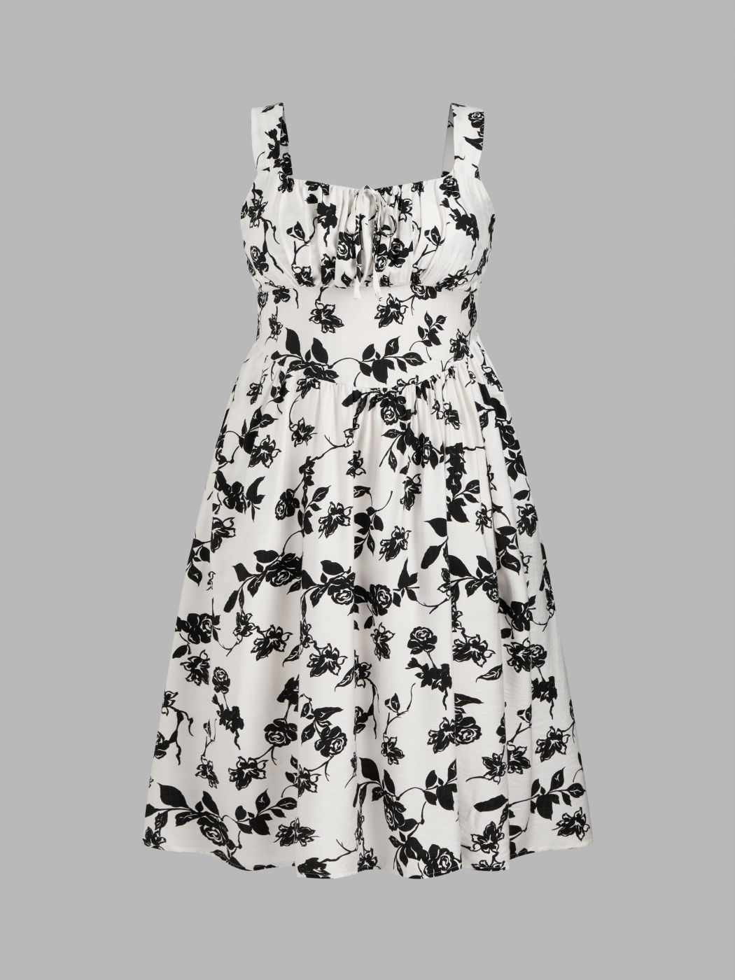 Tessuto con scollo quadrato e tasca floreale annodata con volant Maxi Dress Curve & Plus