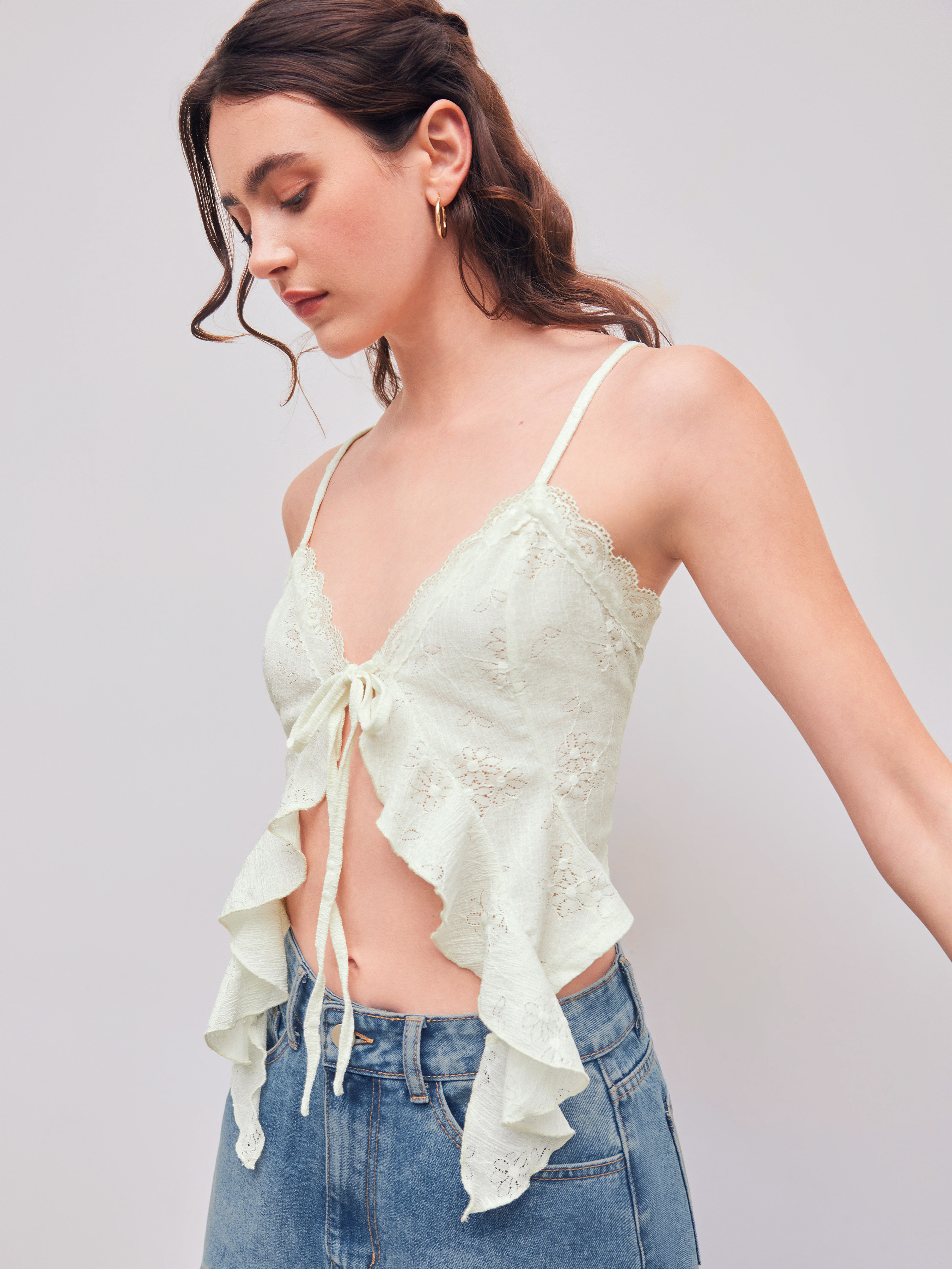 トップス Ruffled Hem Chenille Knit Tops PRE-ORDER】Ruffled Hem Chenille Knit Tops