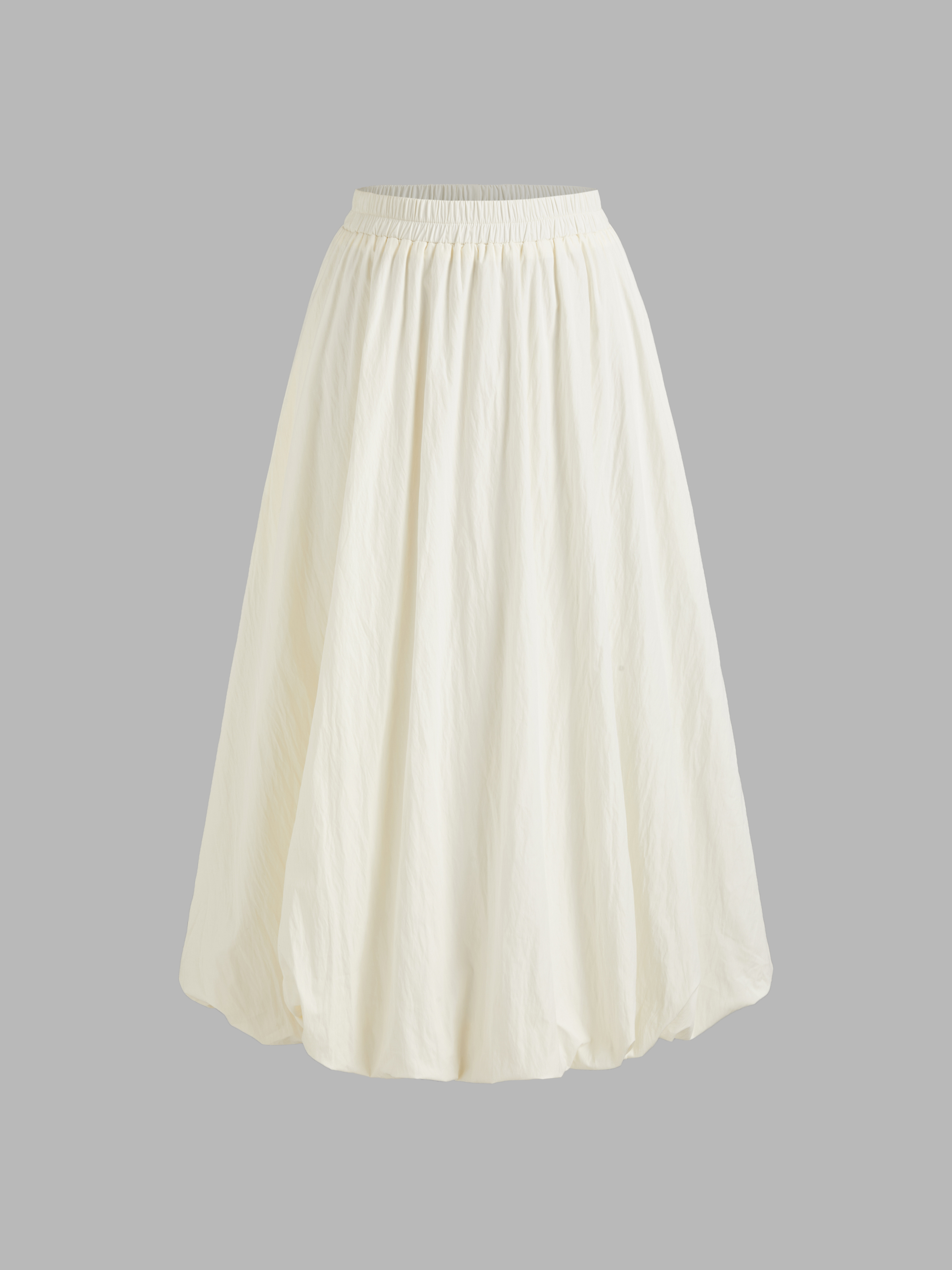 Woven Mid Rise Solid Bubble Hem Maxi Skirt For Daily Casual