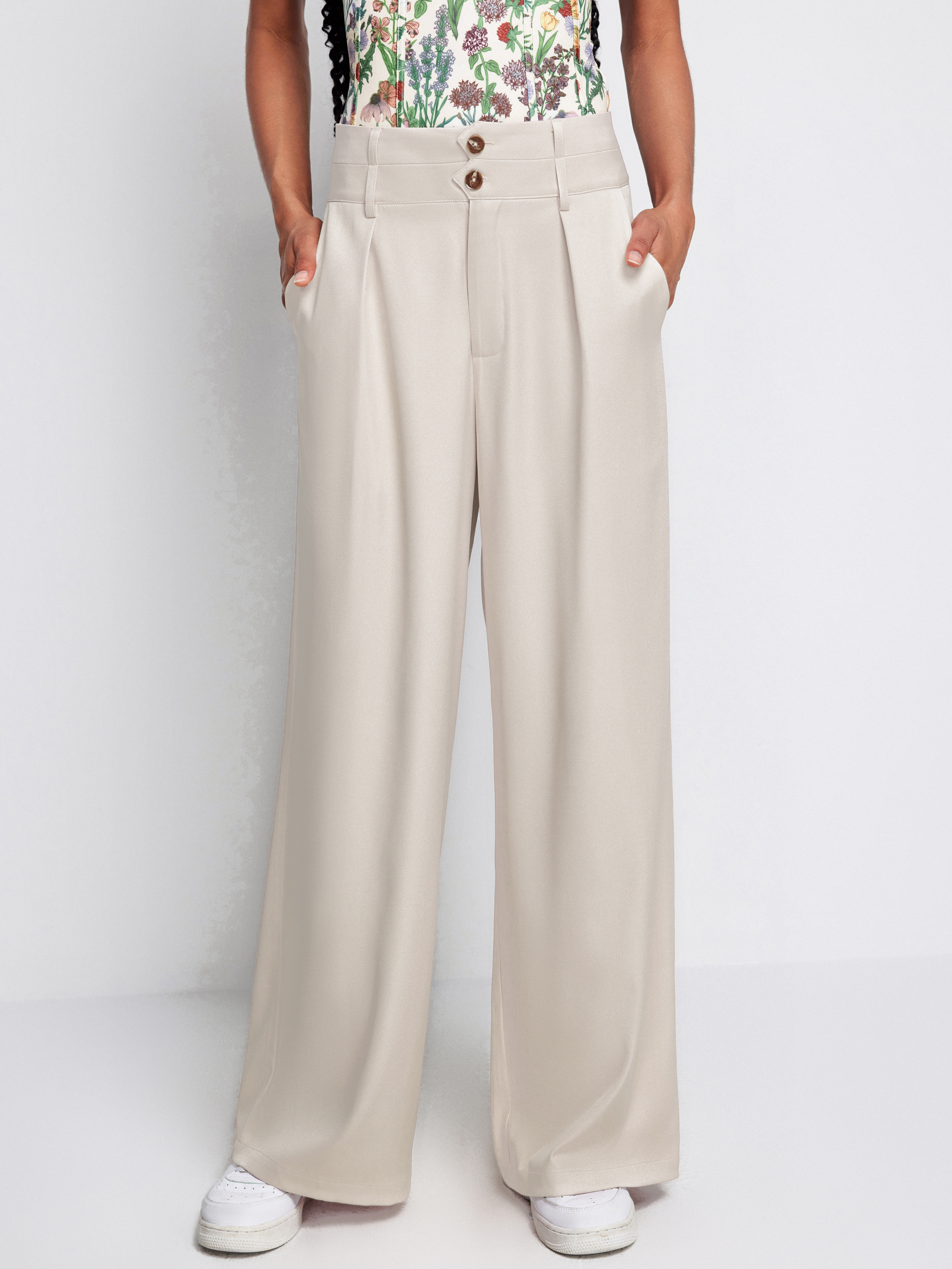 【WHO.A.U】Steve Wide Pants(Brushed) Steve Madden Brushed Flannel Tailored Wide Leg Pants in Gray