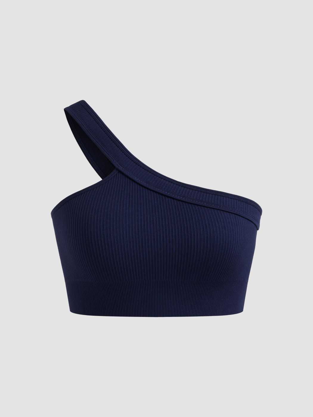 CROP TOP SOLIDO SENZA CUCITURE CON COLLO ASIMMETRICO