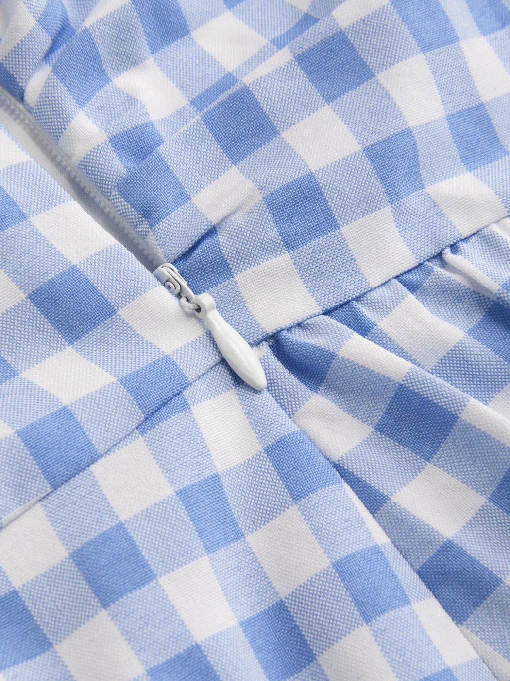 Tube Gingham Ruffle Shirred Zipper Midi Dress