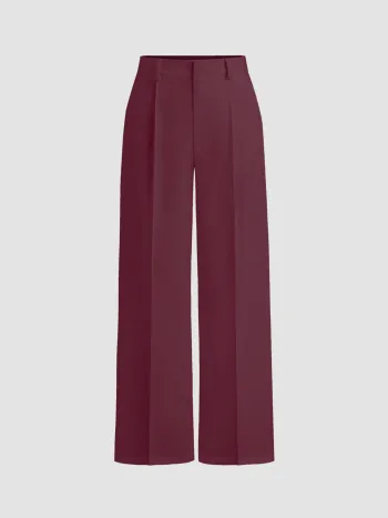 Pantalons droits plissés taille moyenne pour petites