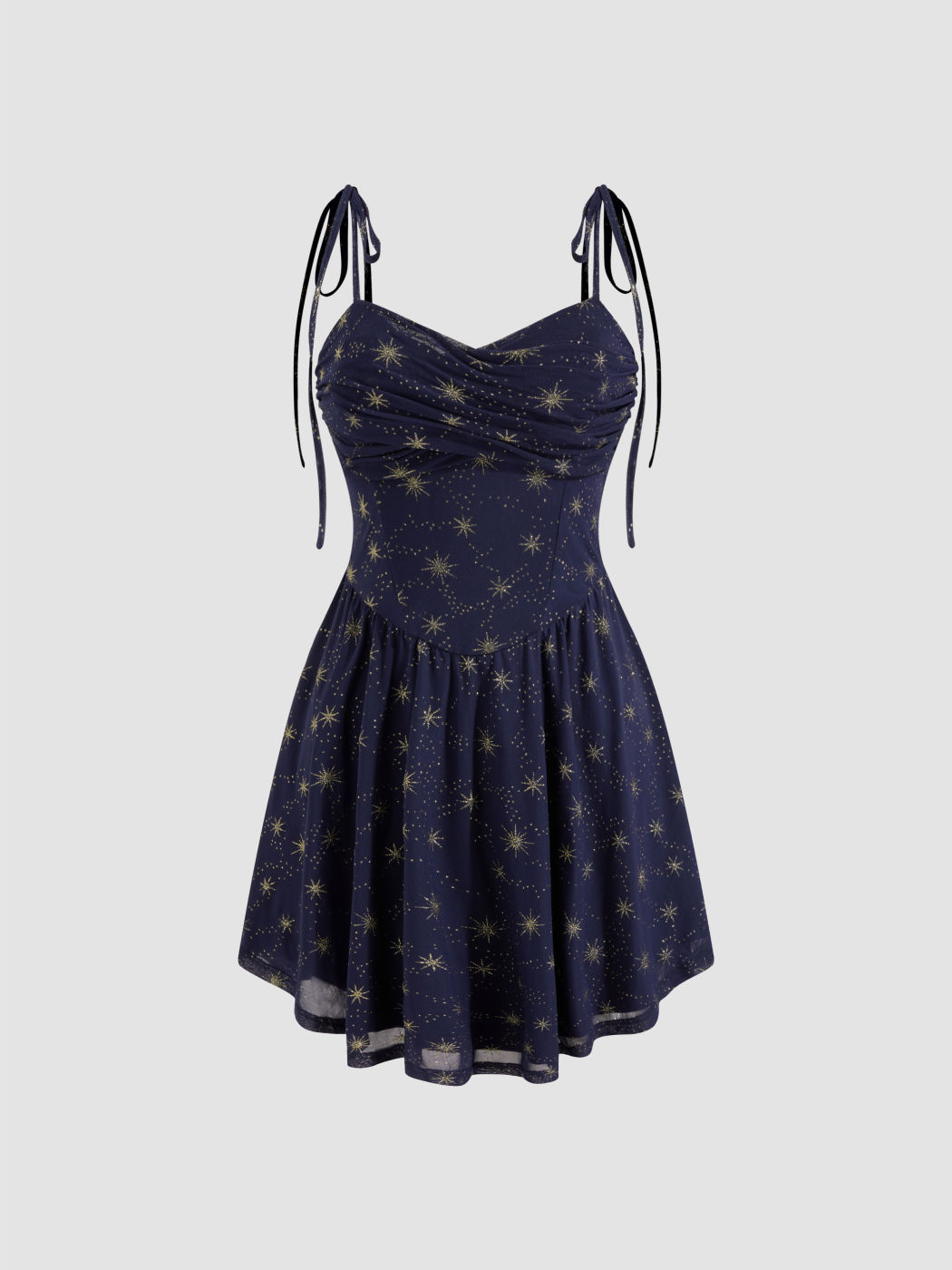 Mesh V-neck Star Sequin Knotted Dress