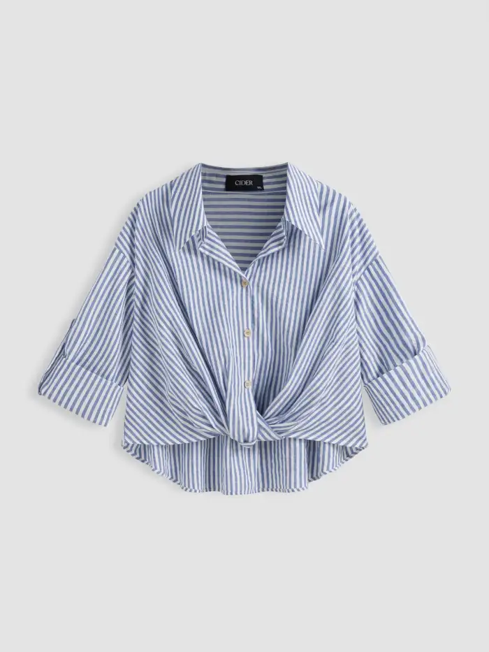 Halter Striped Bell Sleeve Blouses Halter Striped Bell Sleeve Blouses