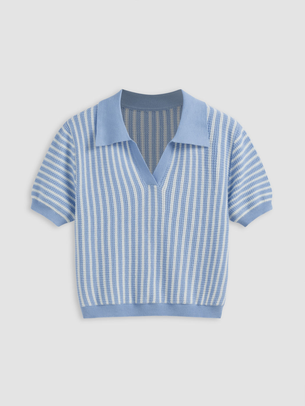 Knit Polo Striped Short Sleeve Top