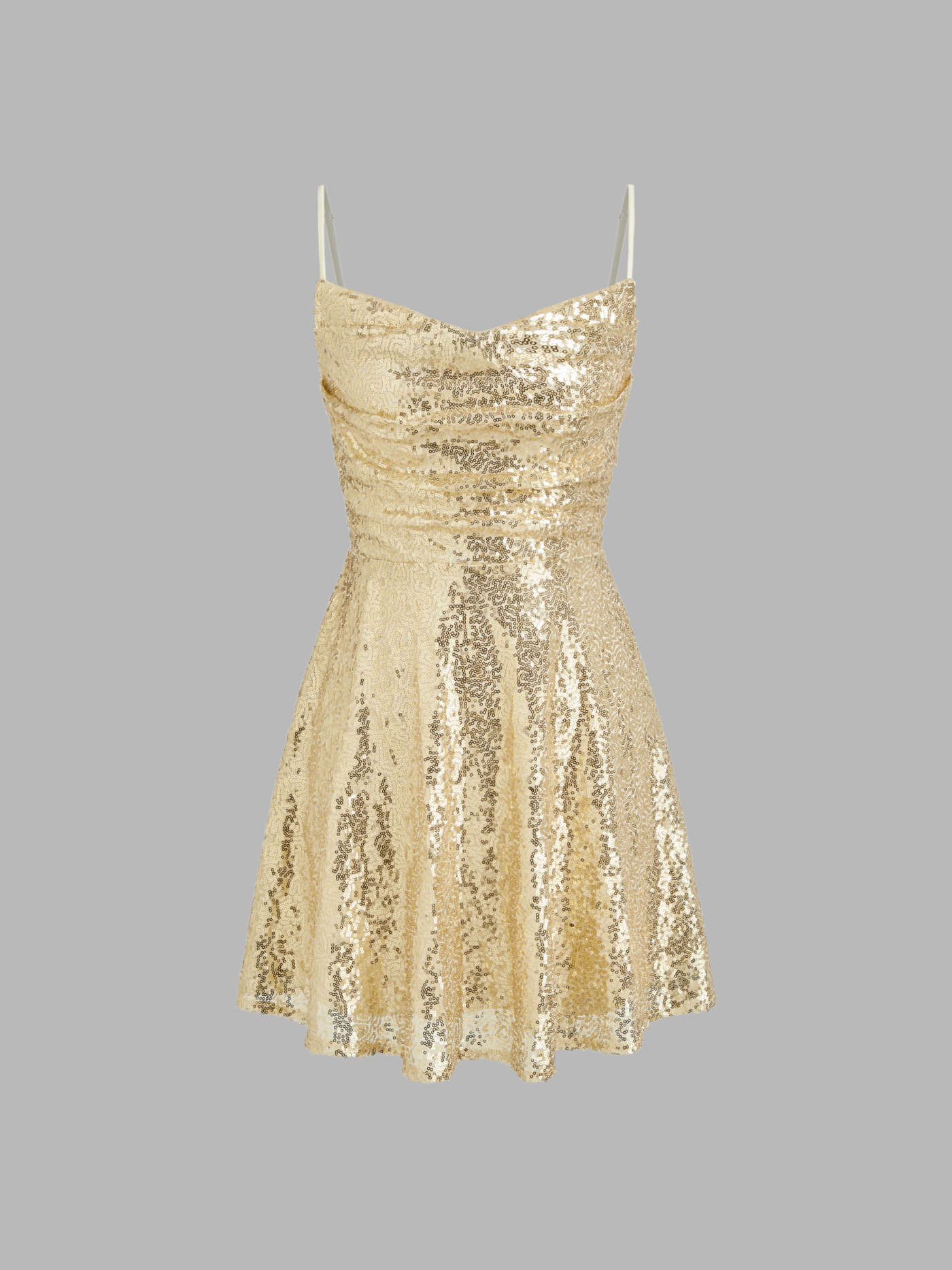 Sequin V-neck Solid Lace Up Mini Dress