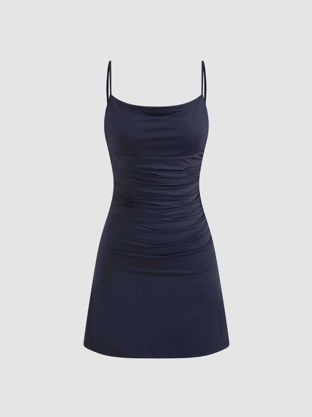Square Neck Solid Ruched Lace Backless Mini Dress