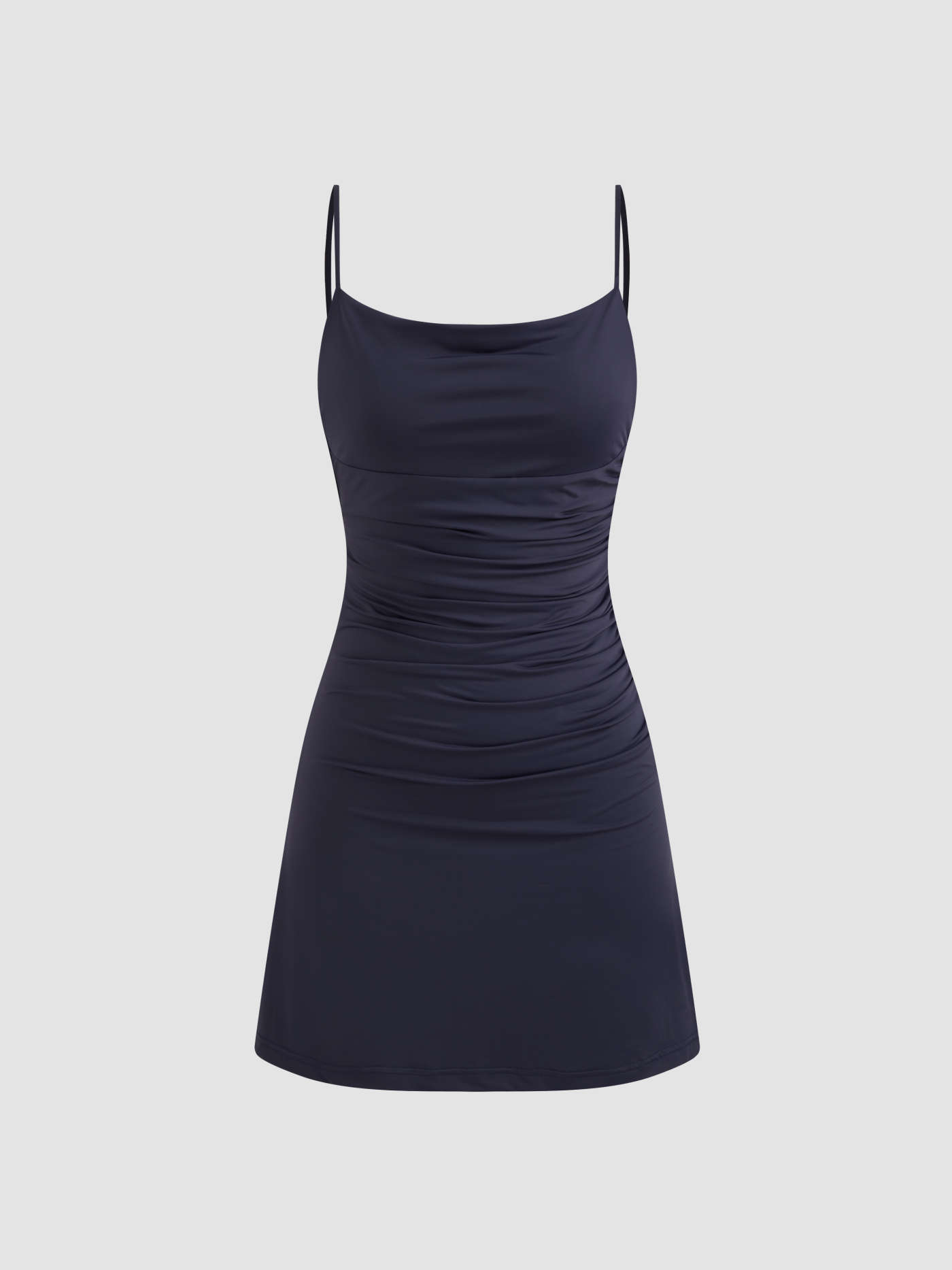 Square Neck Solid Ruched Lace Backless Mini Dress