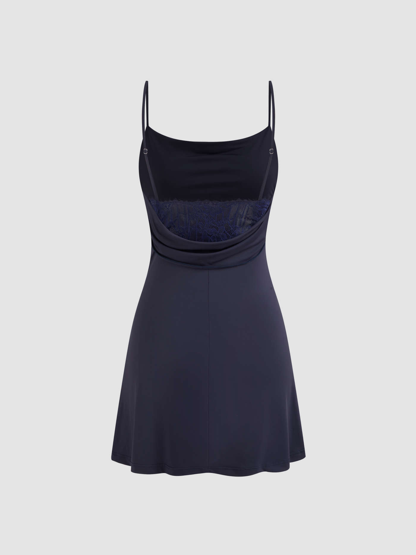 Square Neck Solid Ruched Lace Backless Mini Dress
