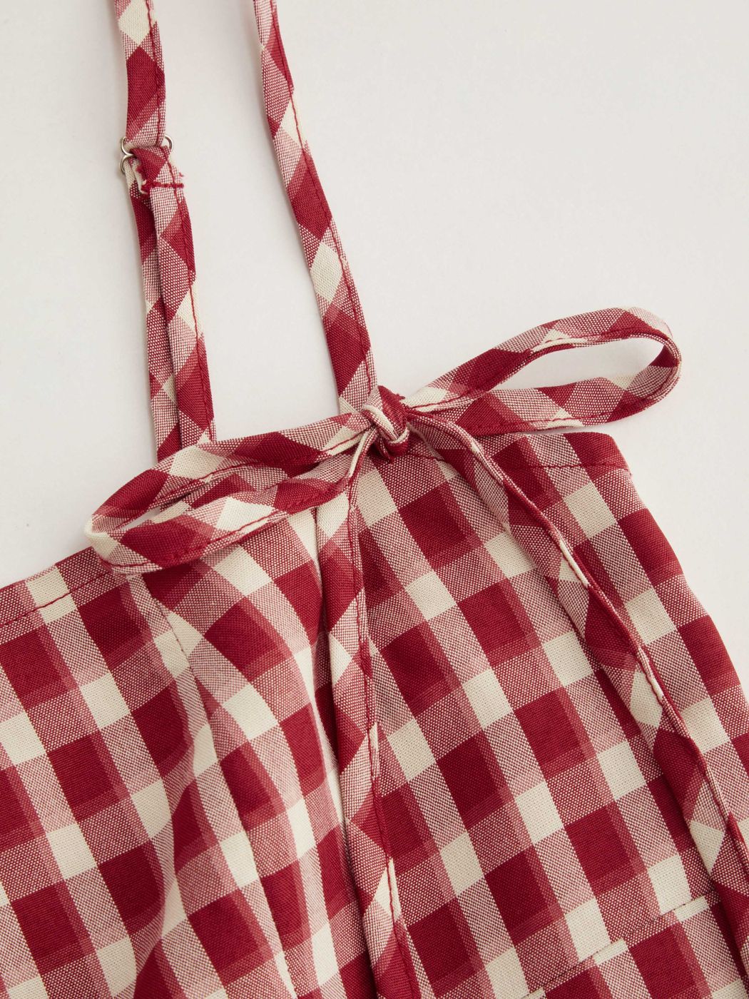 Square Neck Gingham Knotted Mini Dress