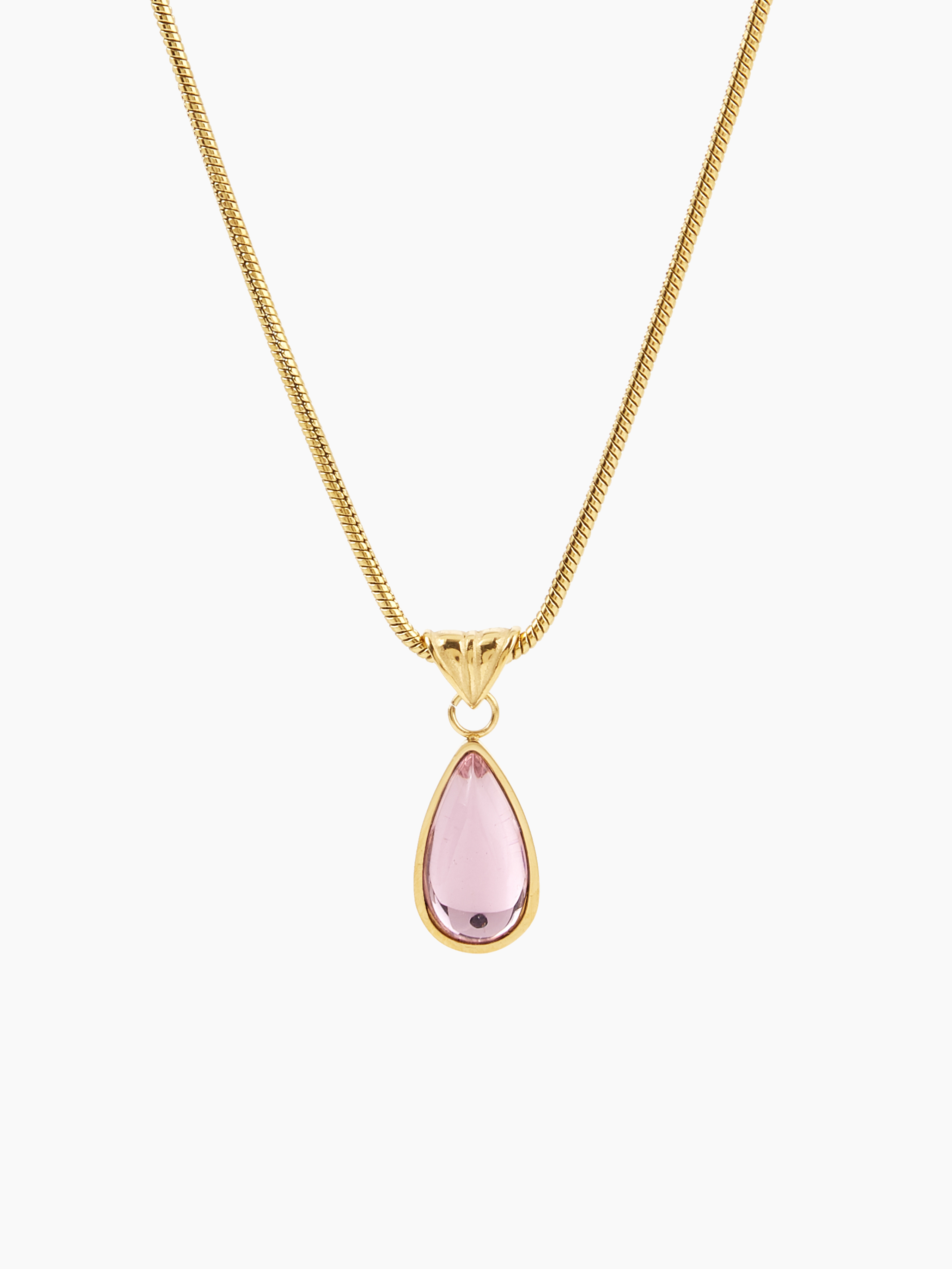 Chic Gold Stainless Steel Water Drop Opal Pendant Necklace