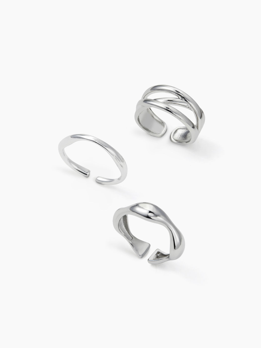 3PCS IRREGULAR METAL RINGS