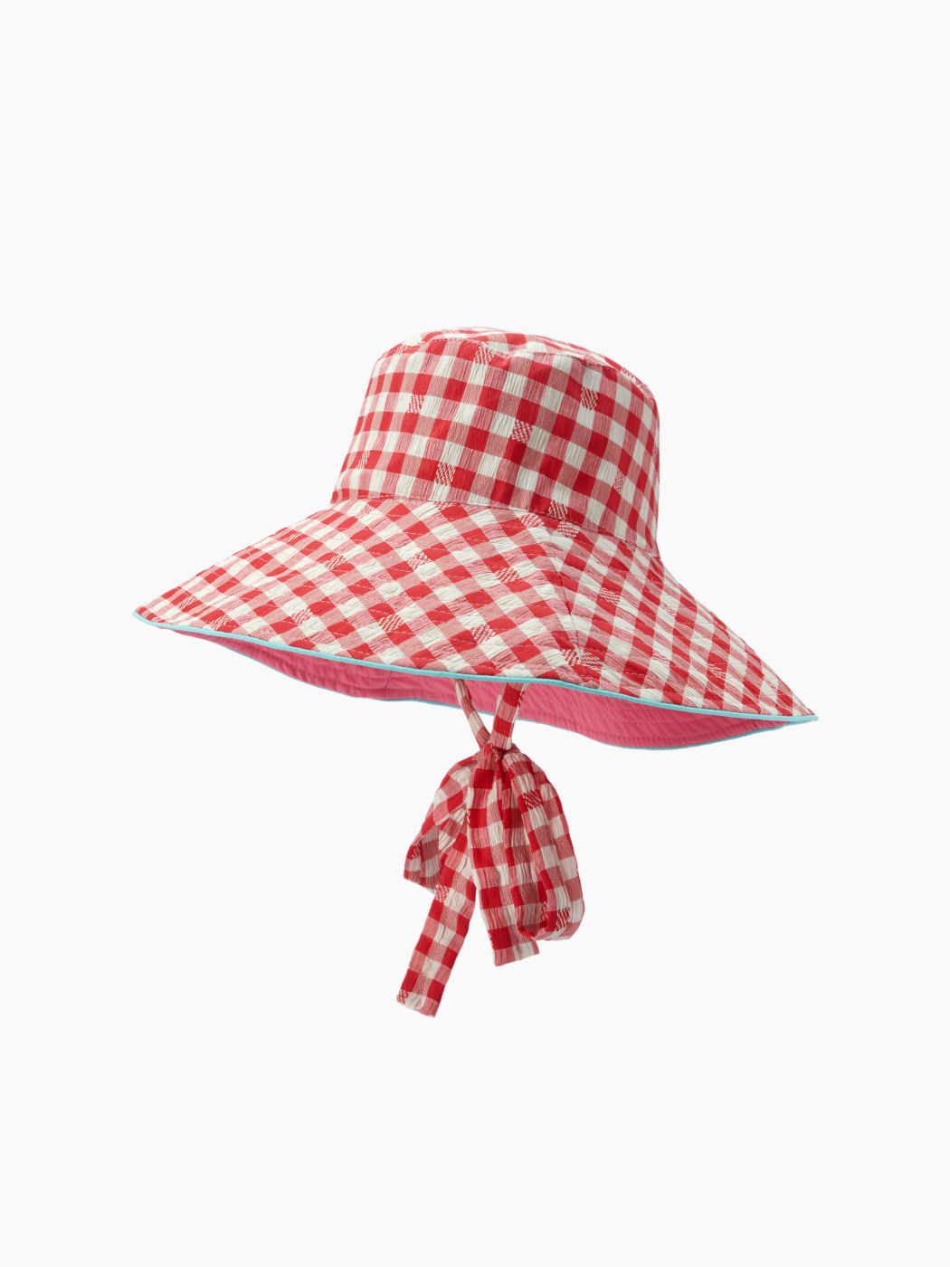 GINGHAM BUCKET HAT WITH STRAP