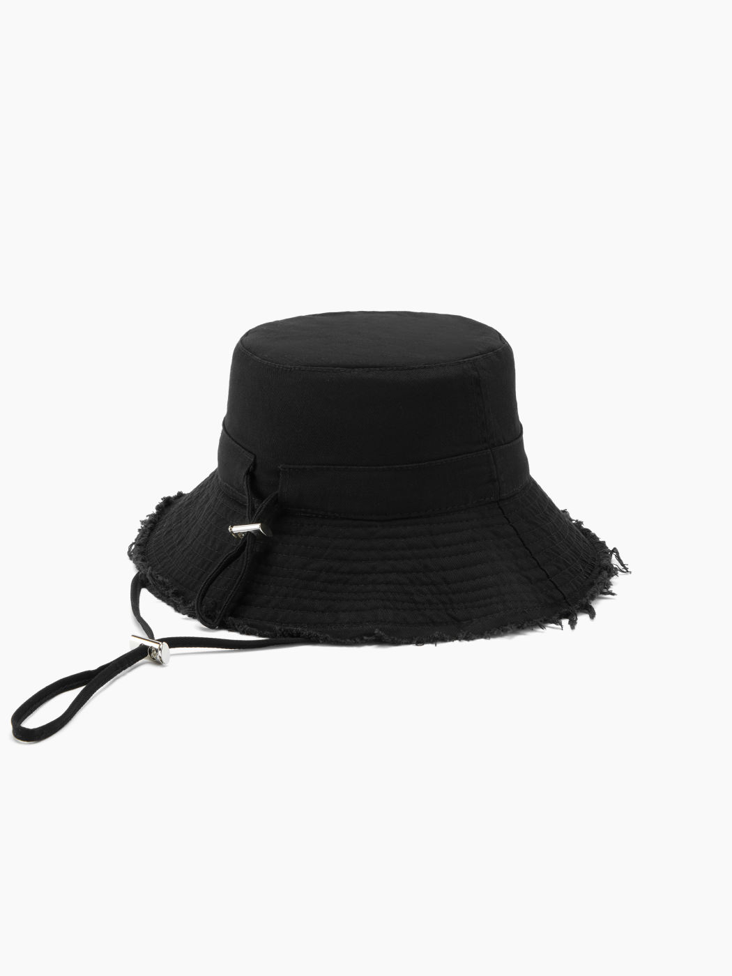 FRINGED WIDE-BRIMMED BUCKET HAT