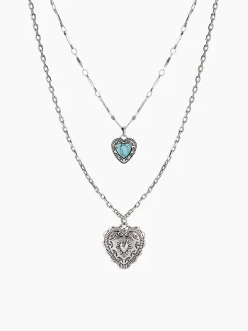 LAYERED HEART PENDANT CHAIN NECKLACE