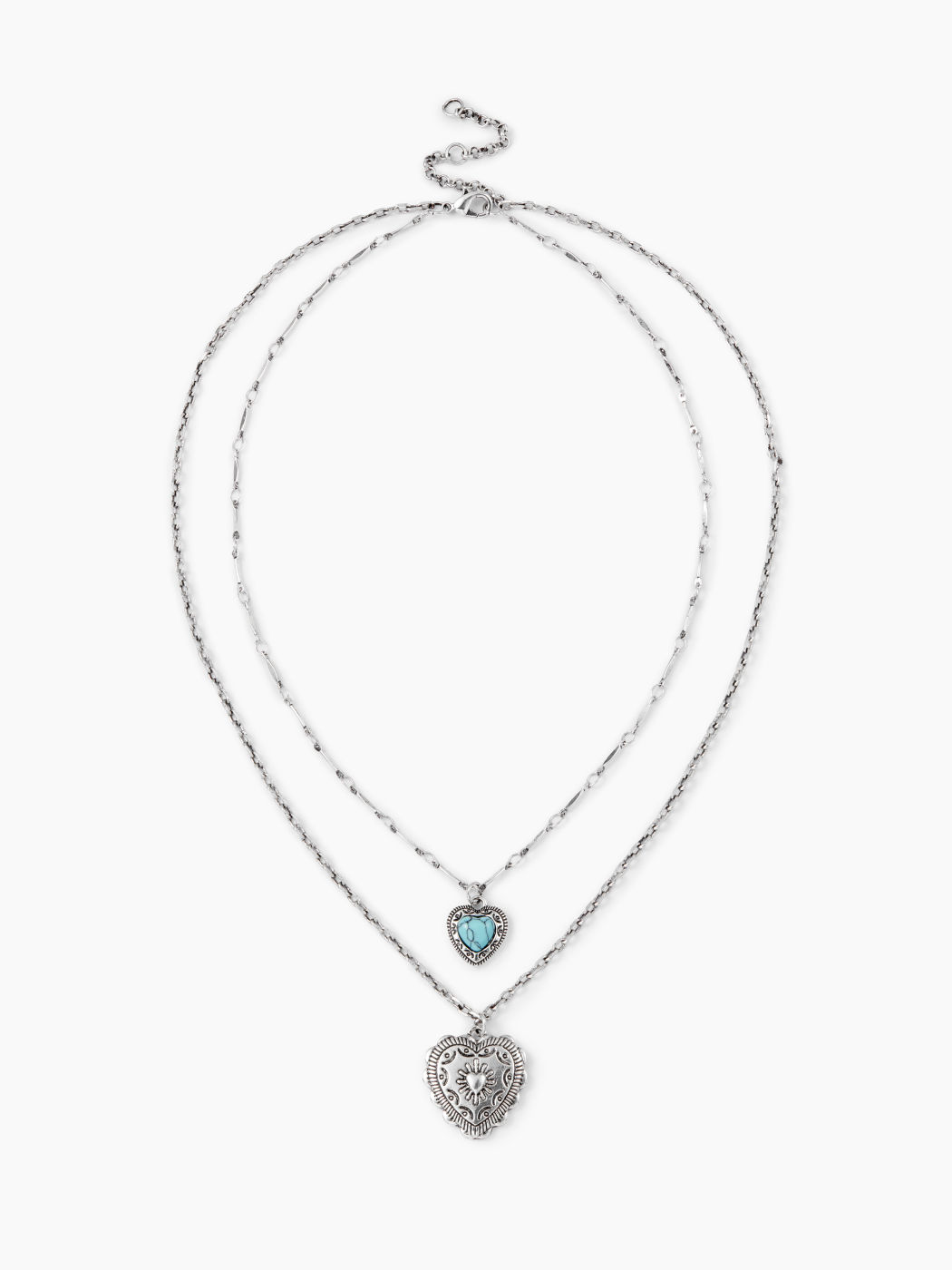LAYERED HEART PENDANT CHAIN NECKLACE