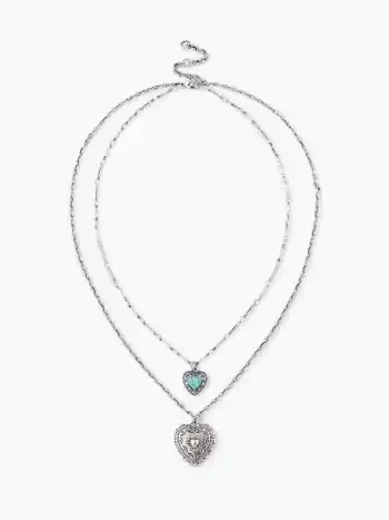 LAYERED HEART PENDANT CHAIN NECKLACE